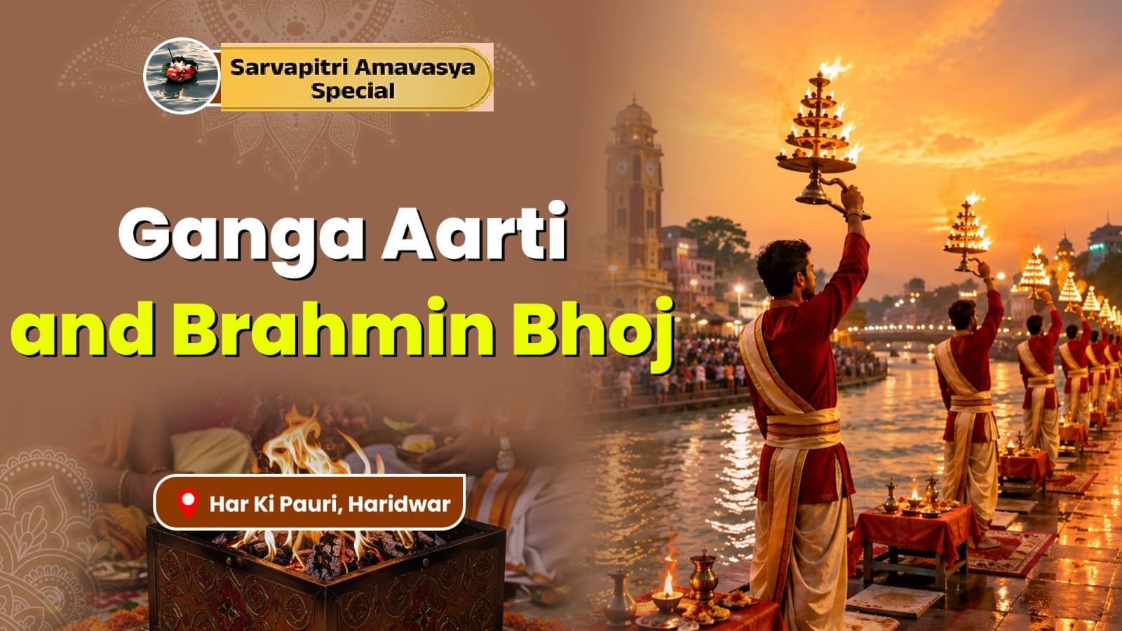 Brahmin Bhoj, Ganga Aarti, and Gau Seva on Sarva Pitru Amavasya