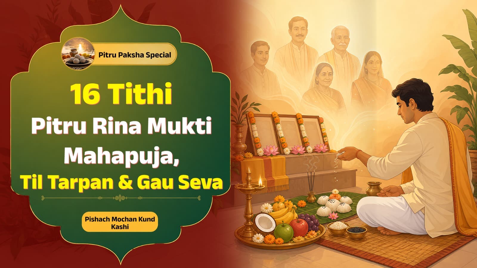 Pitru Paksha Special - 16 Tithi Pitru Rin Mukti Mahapuja, Til Tarpan and Cow Seva
